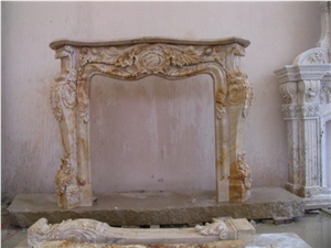 Brown French Style Fireplace-Rsc076 Marble