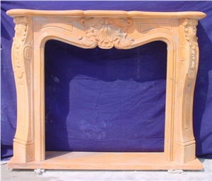 Brown French Style Marble Fireplace-Rsc046