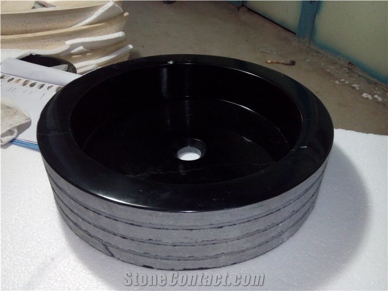 Competitive Price Black Marble Vessel Sink