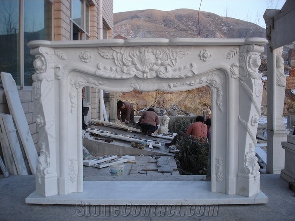 French Style Fireplace-Rsc067 White Marble