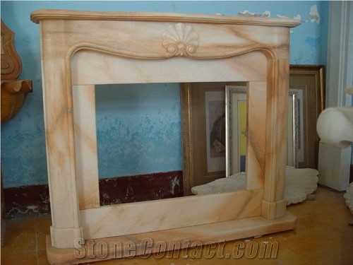 French Style Fireplace-Rsc123 Marble, Beige Marble Fireplace