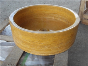 Good Price Yellow Round Marble Sink for Bathroom