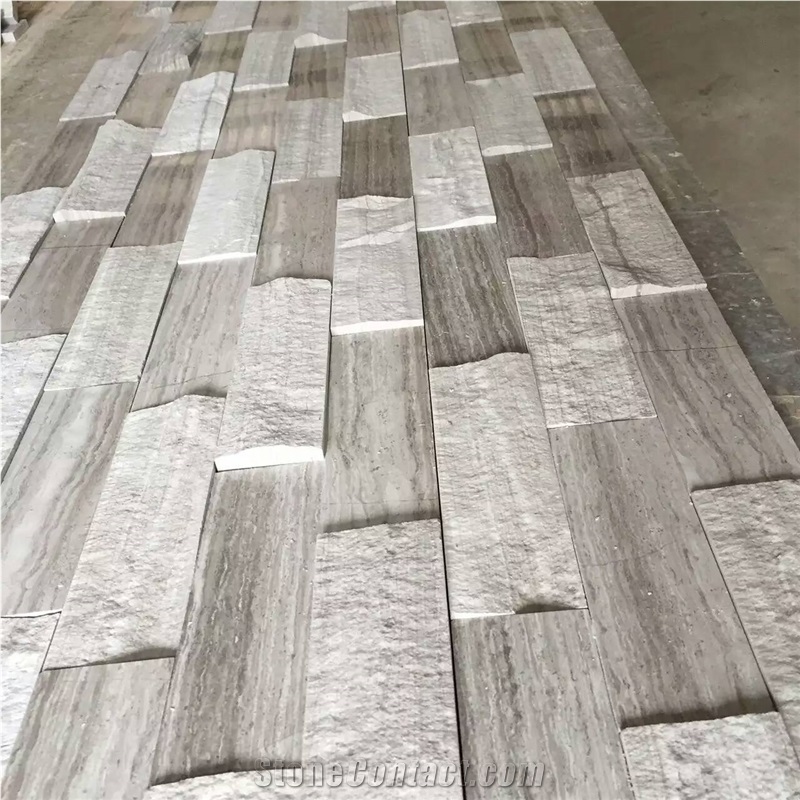 Grey & White Wood Marble Cultured Stone Wall Cladding