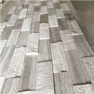 Grey & White Wood Marble Cultured Stone Wall Cladding