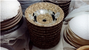 Light Emperador Marble Mosaic Sink