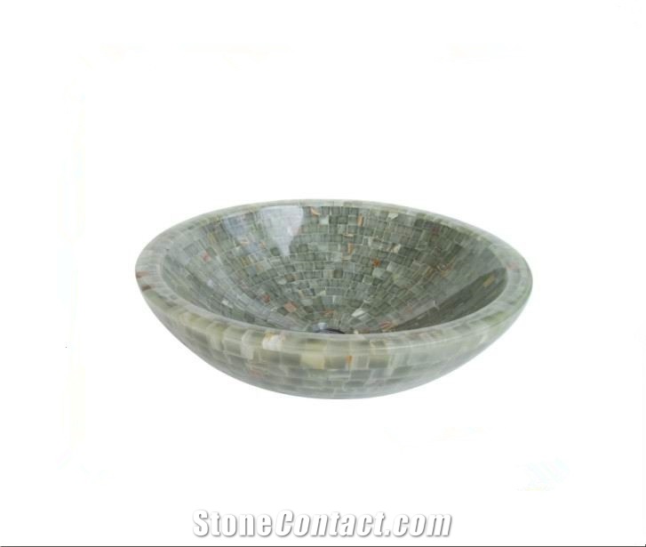Light Green Mosaic Vessel Sink