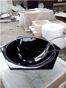 New Style China Marquina Marble Polished Round Art Sink