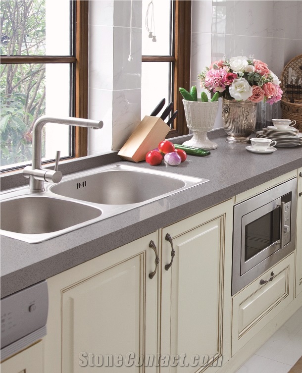 Pure Grey Quartz Stone Countertop