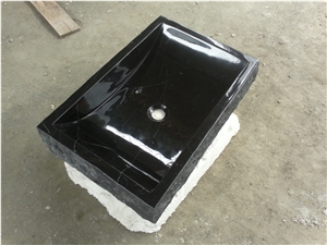 Rectangular Shape Black Marble Bathroom Sink