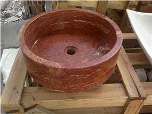 Red Good Quality Marble Vessel Sink
