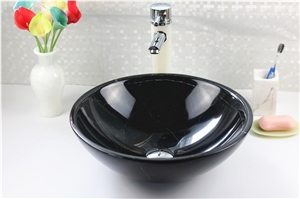Round Nero Marquina Marble Sink / Basin