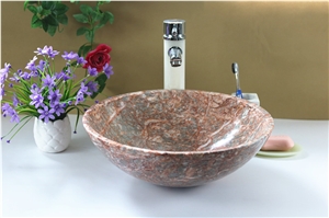 Round Rose Red Marble Wash Sink / Basin Round Rose Red Marble Wash Sink / Basin