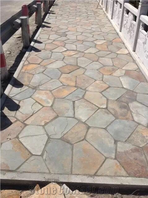 Slate Paving Tiles,Irregular Slate Colorful Paver Stone