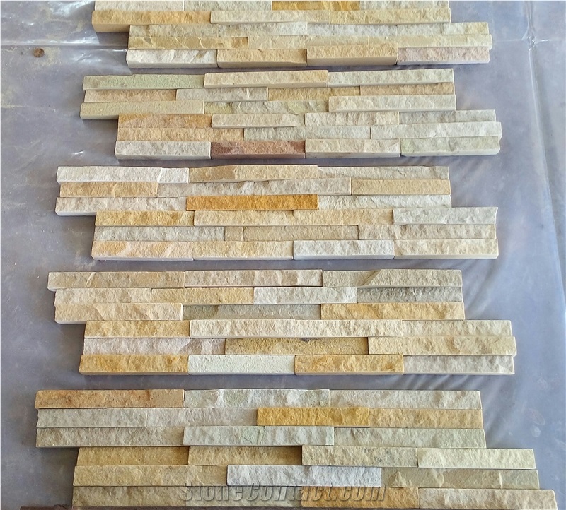 Yellow Stone Split Face Ledge Stone Panels