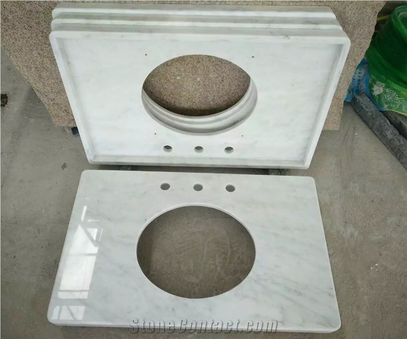 Bianco Carrara C White Marble Custom Bathroom Vanity Tops