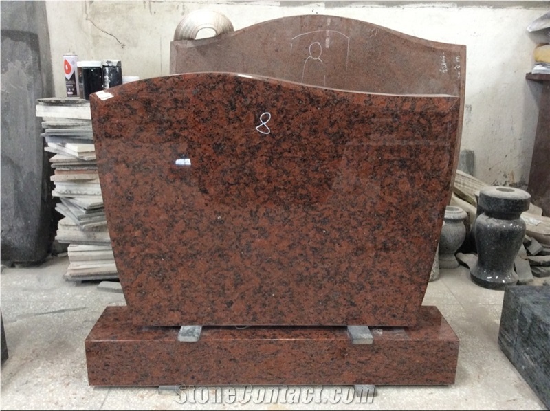 Cheap Upright Red Vanga Red Granite Headstone Design
