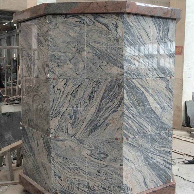 China Factory 72 Niches Granite Columbarium Multicolor Red Granite + Wave Sand Granite Niche Doo