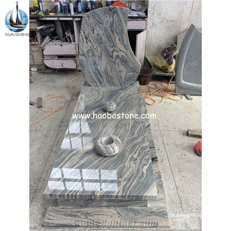 China Juparana Wave Sand Granite Grave Stone