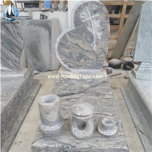 China Juparana Wave Sand Granite Grave Stone