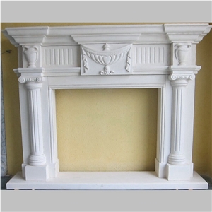 China White Marble Natural Stone Fireplace Surround