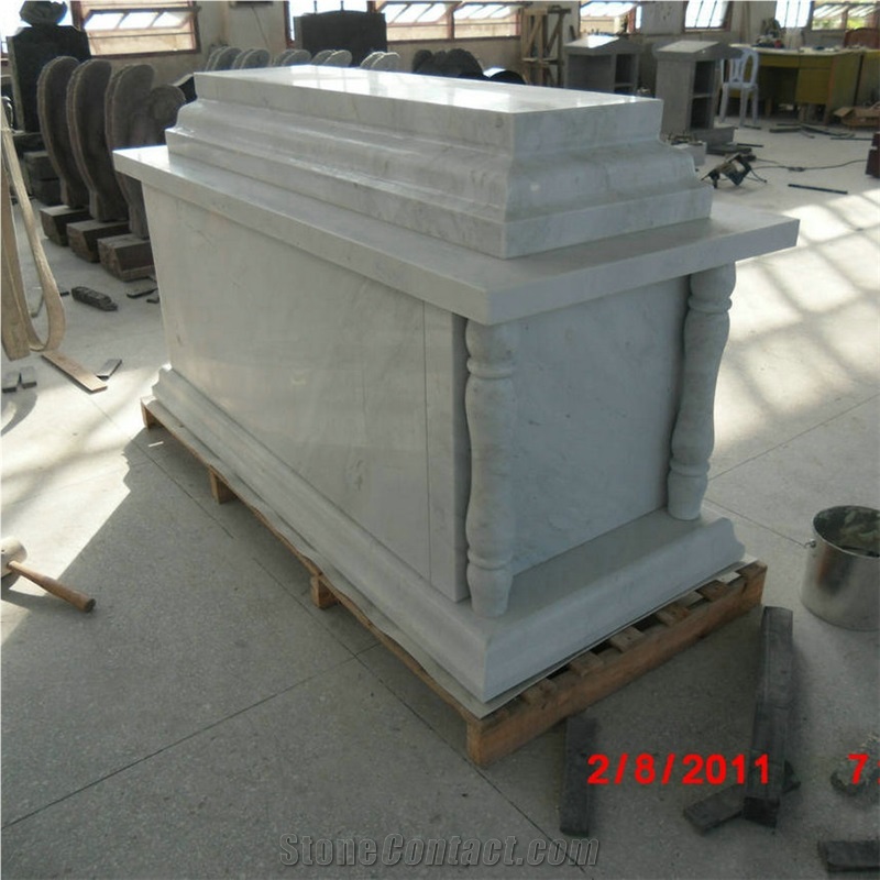 China White Marble Single Crypt Mausoleum