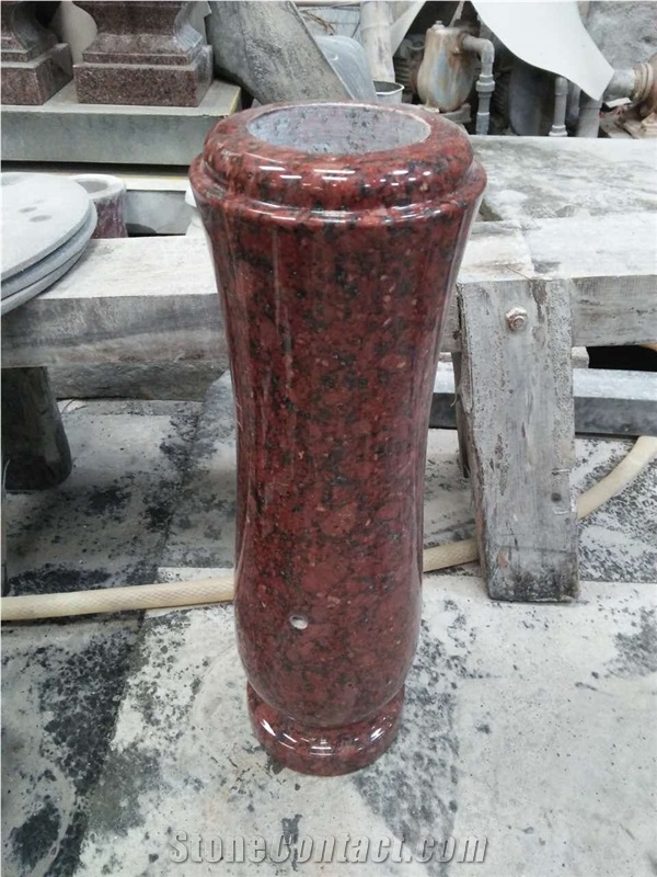 Factory Directly Hot Sale Indian Red Granite Tombstone Vase