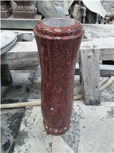 Factory Directly Hot Sale Indian Red Granite Tombstone Vase