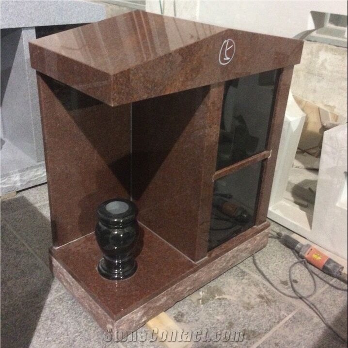 Indian Red Granite 2 Niche Private Columbarium, Chinese Granite and Marble Monuments Columbarium ,Personal Columbarium, Niche Columbaria