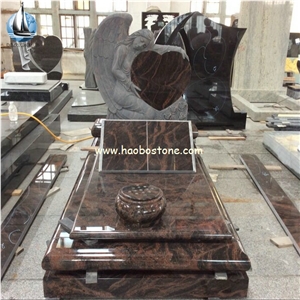 New Aurora Granite Angel Tombstones for Pu, Indian Aurora Red Granite Monument & Tombstone