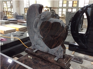 New Aurora Granite Angel Tombstones for Pu, Indian Aurora Red Granite Monument & Tombstone