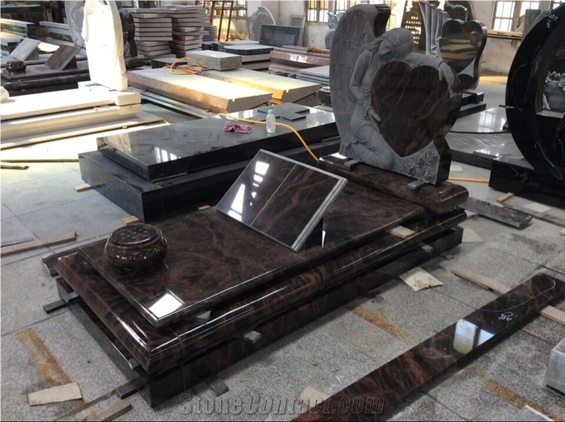 New Aurora Granite Angel Tombstones for Pu, Indian Aurora Red Granite Monument & Tombstone