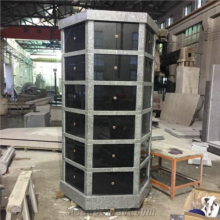 Seventy-Two 72 Niche Hexagonal Granite Columbarium