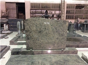 Single Upright Green Granite Headstone Design