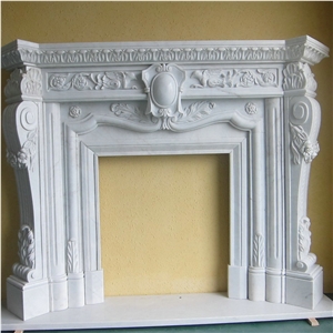 Traditional Style Nature Stone White Marble Fireplace Surround
