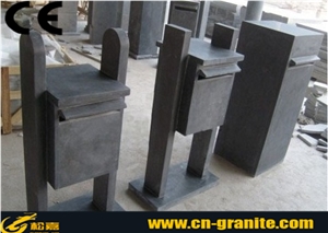 China Blue Limestone Mailbox Stone,Chinese Lantern,Blue Limestone Trash Can Exterior Lamps