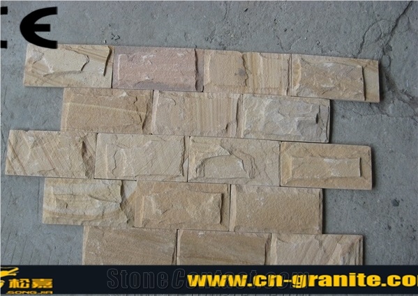 China Tiger Skin Yellow Mushroom Wall Cladding Stone,Chinese Yellow Mushroom Wall