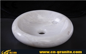 China White Onxy Round Wash Sinks,White Round Wash Bowl,White Onyx Bathroom Sinks
