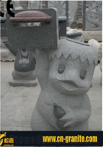 Honed G654 China Grey Granite Carving Mailbox,Chinese Garden Lantern,Natural Mailbox Stone
