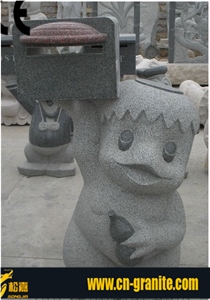 Honed G654 China Grey Granite Carving Mailbox,Chinese Garden Lantern,Natural Mailbox Stone