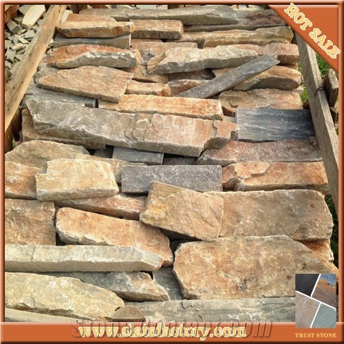 Stacked Stone Corner, Mason Wall Siding, Golden Castle Stone Brick, Stack Stone Walling