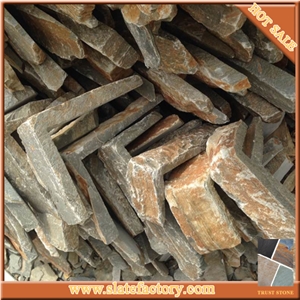 Stone Wall Siding Corner, Masonry Stone Veneer Corner, Californian Gold Castle Stone, Golden Stone Wall Cladding, Stacked Stone Wall Corner