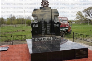 World War Ii Monument - Havsun, Shanxi Black Granite Monument & Tombstone