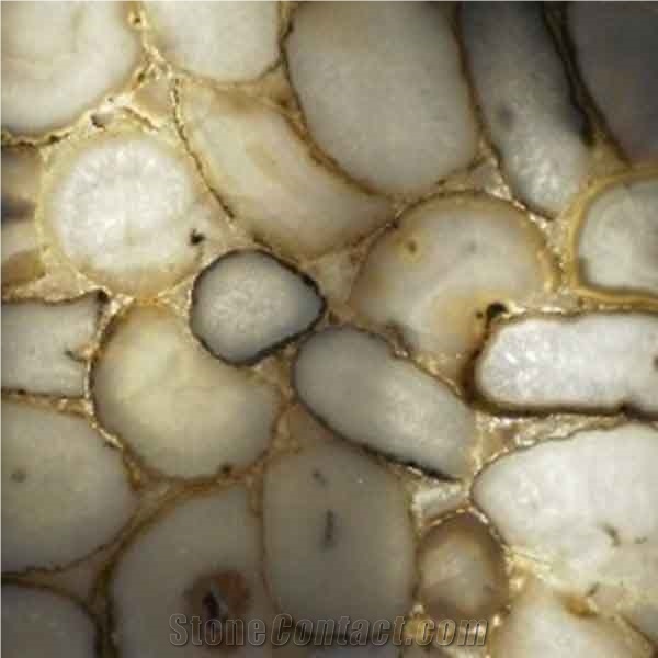 White Gava Semiprecious Stone Tiles & Slabs