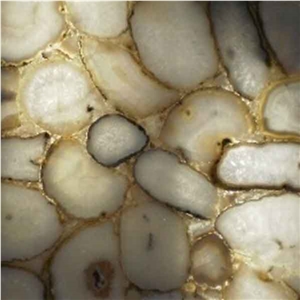 White Gava Semiprecious Stone Tiles & Slabs