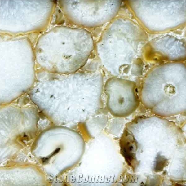 White Gava, Yellow Semiprecious Stone Tiles & Slabs