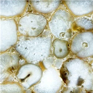 White Gava, Yellow Semiprecious Stone Tiles & Slabs