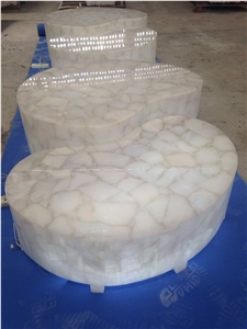 White Quartz Semiprecious Stone Coffee Tables Top White Quartz Semiprecious Stone Coffee Tables Top