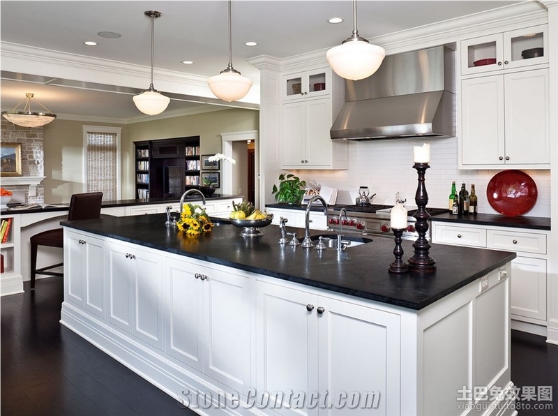Black Shining Series Quartz Stone Kitchen Countertop Non-Porous Surface and Unique Blend Of Beauty and Easy Care for Multifamily/Hospitality Projects Standard Slab Sizes 3000*1400mm and 3200*1600mm