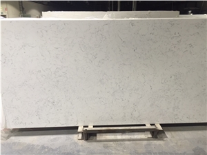 Carrara White Veined Quartz Stone Surfaces Bathroom Countertops and Vanity Tops with High Gloss and Hardness