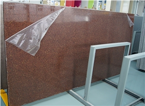 Artificial Quartz Stone Slabs & Tiles, Crystal Dark Red Quartz Stone Engineered Stone